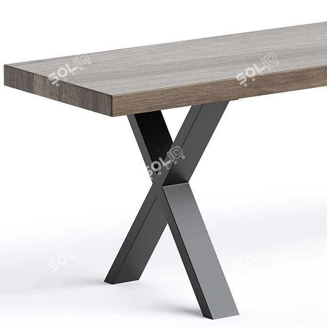 Stylish Azariah Wood Bench 3D model image 2