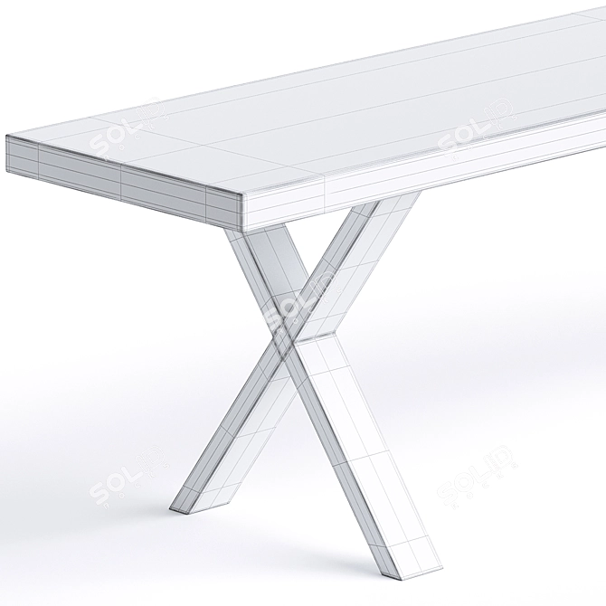 Stylish Azariah Wood Bench 3D model image 4