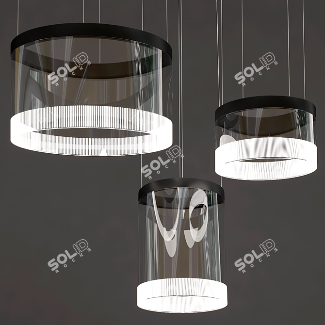 Sleek LED Glass Pendant Lamp 3D model image 2