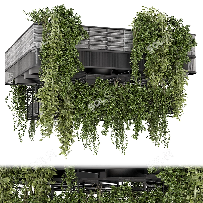 Metal Box Indoor Hanging Plants 3D model image 1