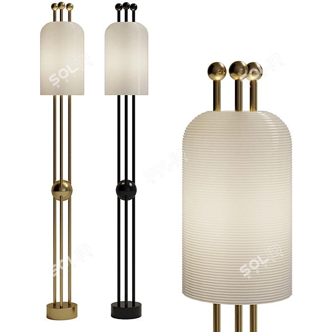 Modern Lantern Floor Light Fixture 3D model image 1