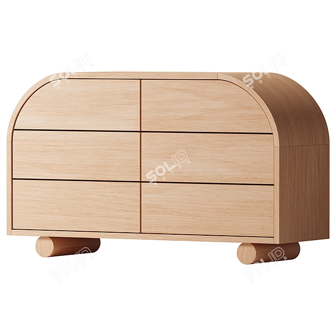 Elegant Oak 6-Drawer Storage Chest 3D model image 1