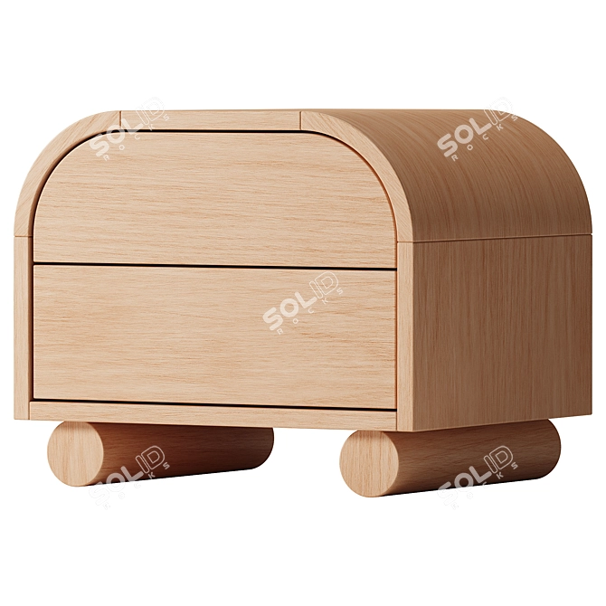 Sleek Oak Bedside Table 3D model image 1