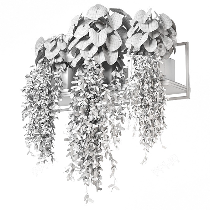 Metal Shelf with Hanging Plants 3D model image 6