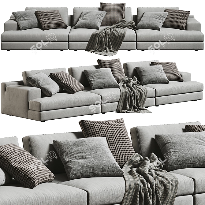 Elegant Cassina Miloe 3-Seater Sofa 3D model image 1