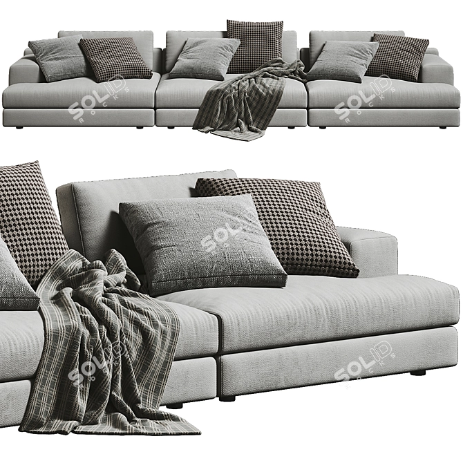 Elegant Cassina Miloe 3-Seater Sofa 3D model image 3