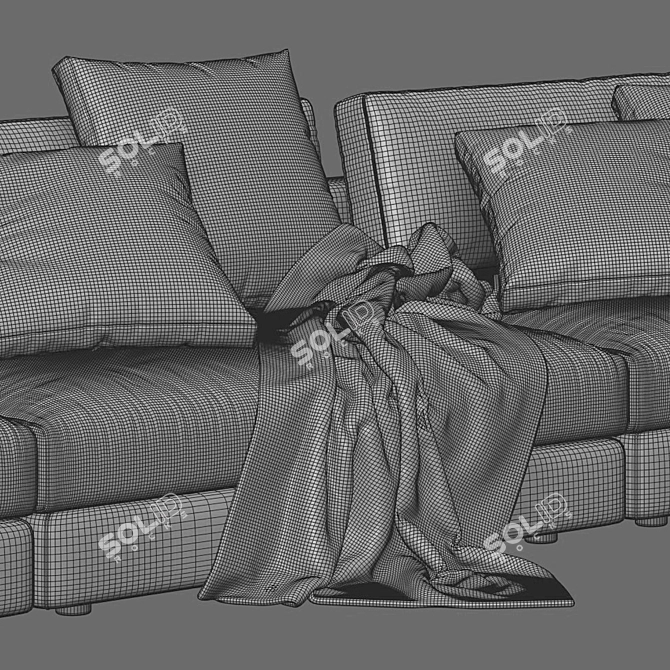 Elegant Cassina Miloe 3-Seater Sofa 3D model image 5