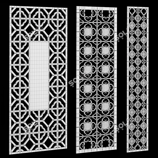 Decorative Panel Set with Mirrored Inserts 3D model image 2