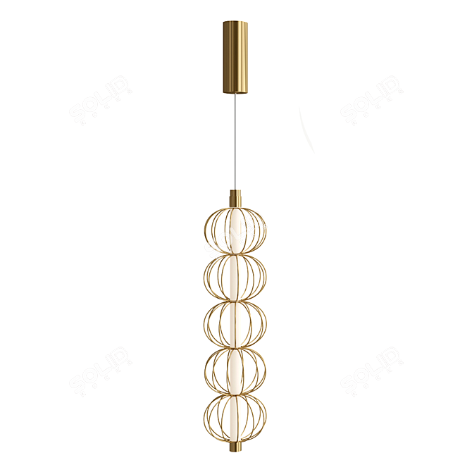 Golden Cage Pendant LED Light 3D model image 2