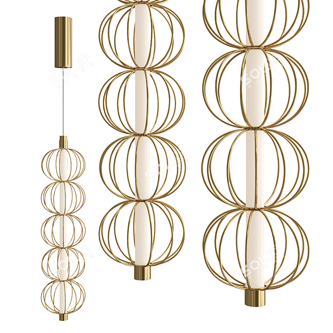 Golden Cage Pendant LED Light 3D model image 3