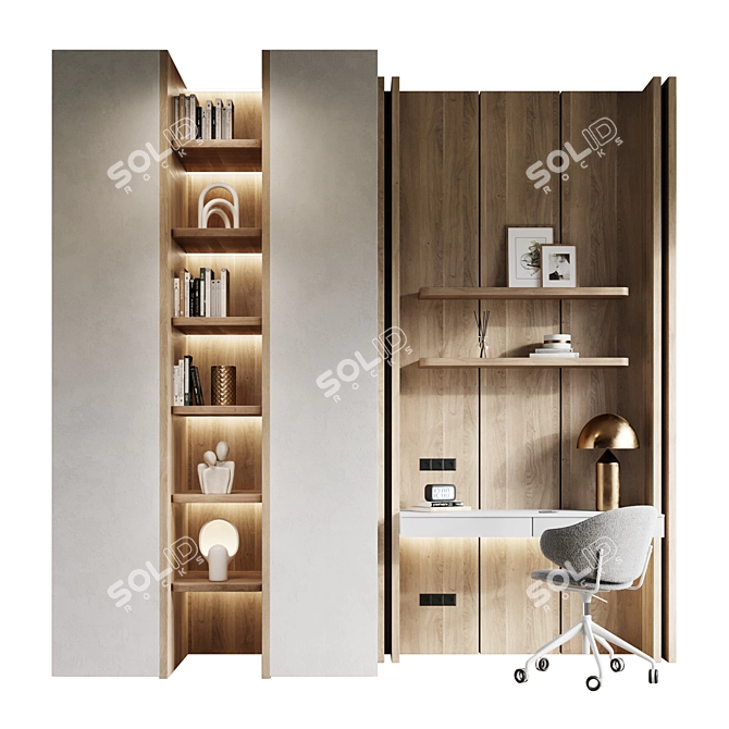 Modern Home Office Furniture Setup 3D model image 1