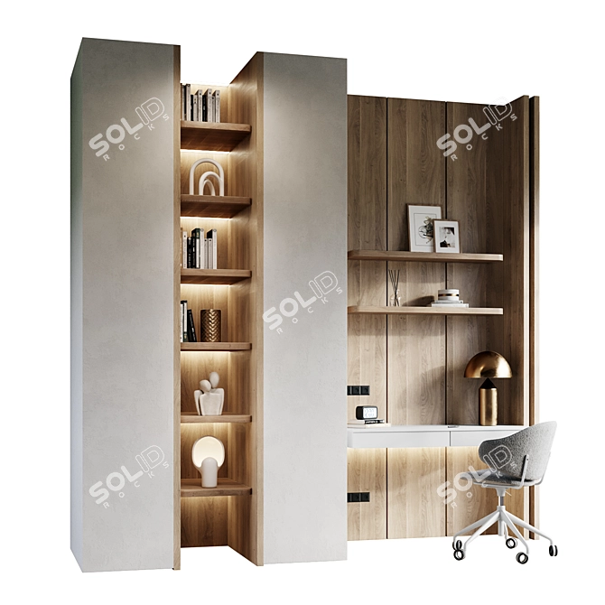 Modern Home Office Furniture Setup 3D model image 2