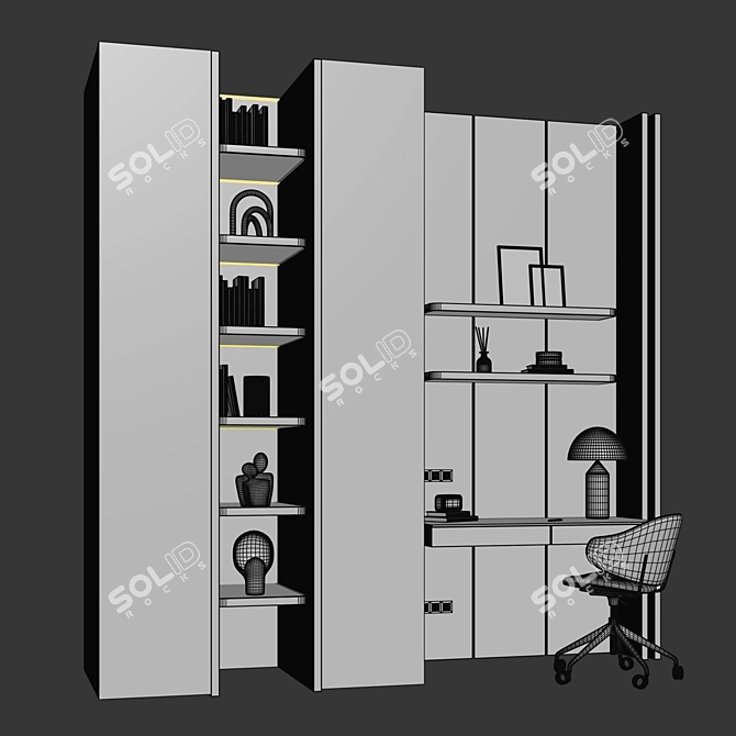 Modern Home Office Furniture Setup 3D model image 3