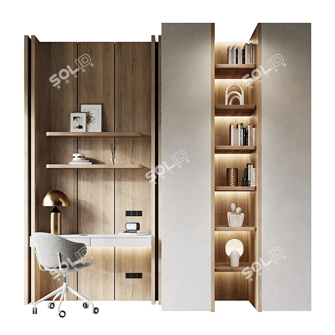 Modern Home Office Furniture Setup 3D model image 5