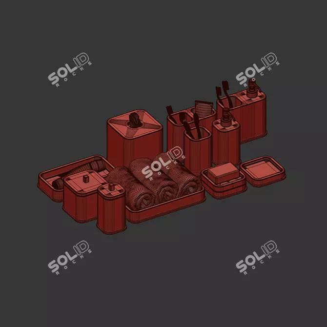 Luxury Black Bathroom Accessory Set 3D model image 4