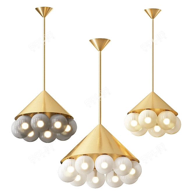 Textured Brass Pendant Lamps 3D model image 4