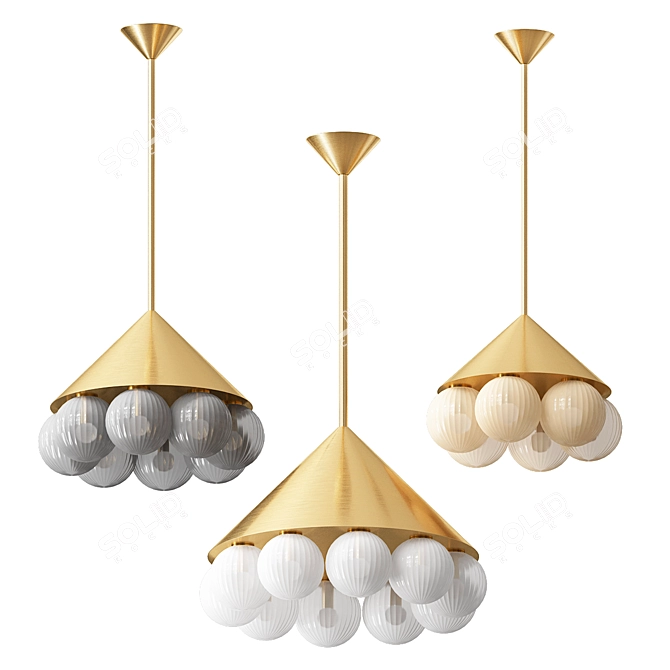 Textured Brass Pendant Lamps 3D model image 5