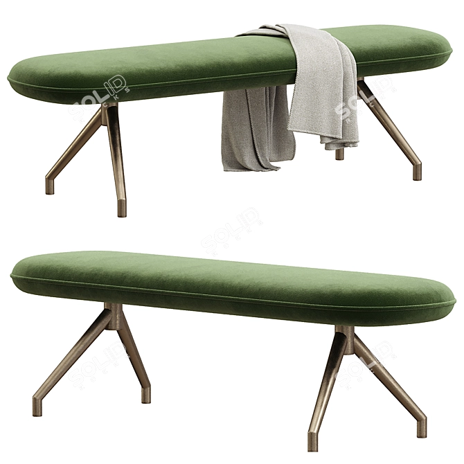 Elegant Velvet Elowen Bench 3D model image 1