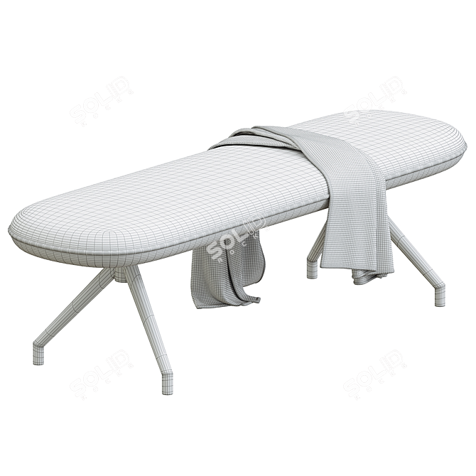 Elegant Velvet Elowen Bench 3D model image 3