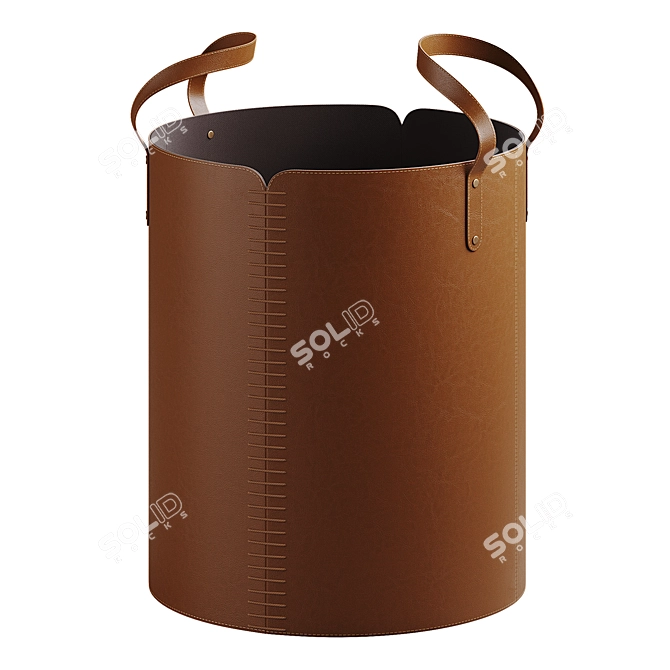 Handcrafted Leather Basket Set 3D model image 3