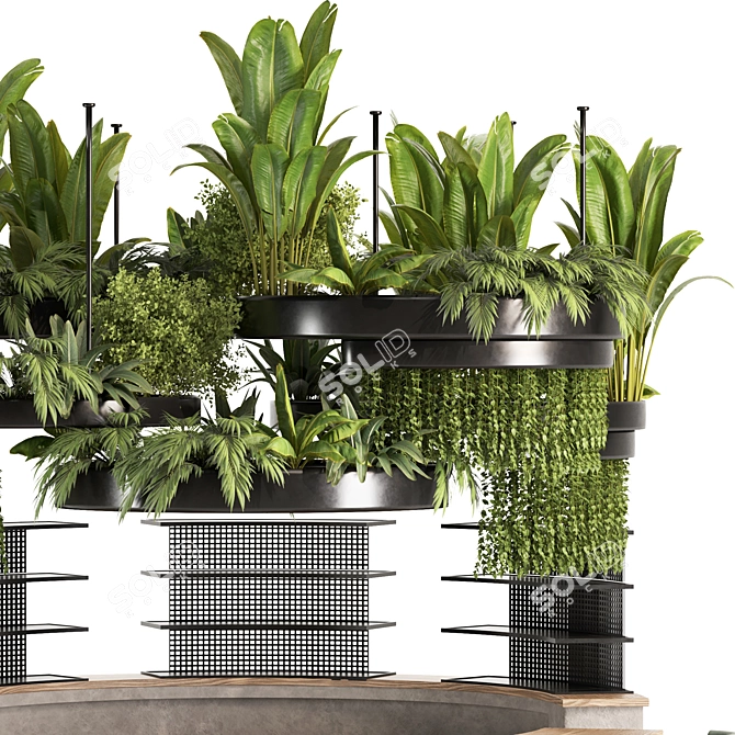 Modern Reception Desk With Plants 3D model image 4