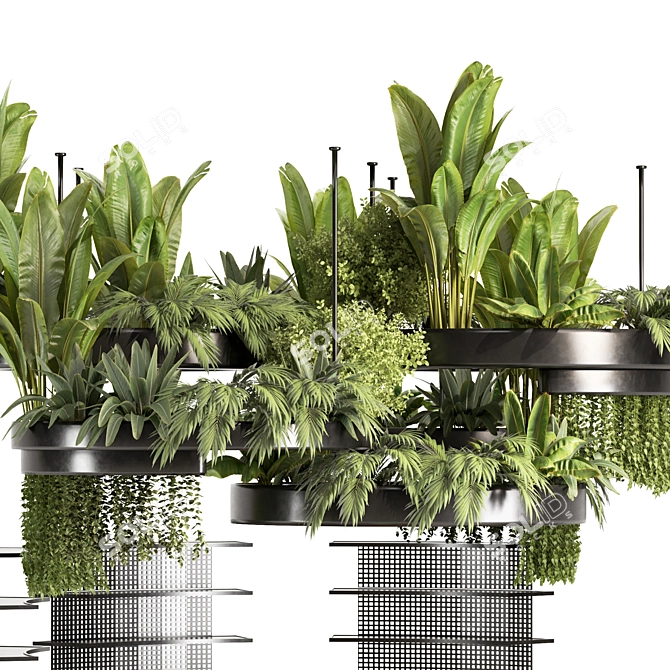 Modern Reception Desk With Plants 3D model image 5