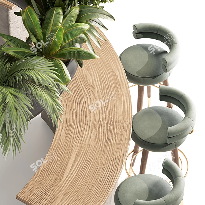 Modern Reception Desk With Plants 3D model image 6