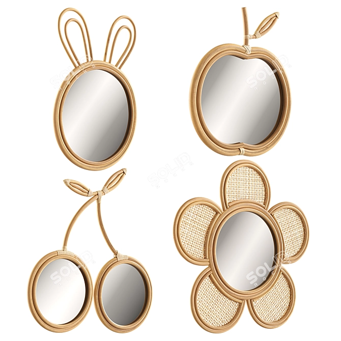 Rattan Children's Wall Mirrors 3D model image 6