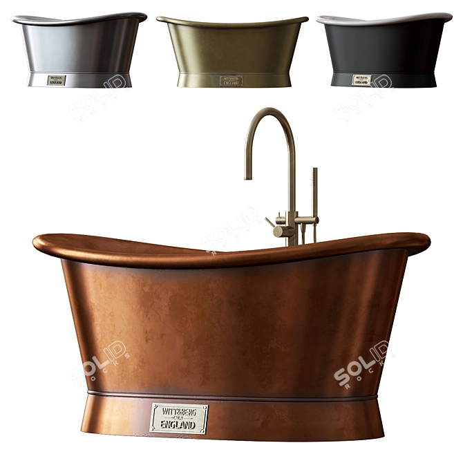Antique Brass Enamel Freestanding Bath 3D model image 1