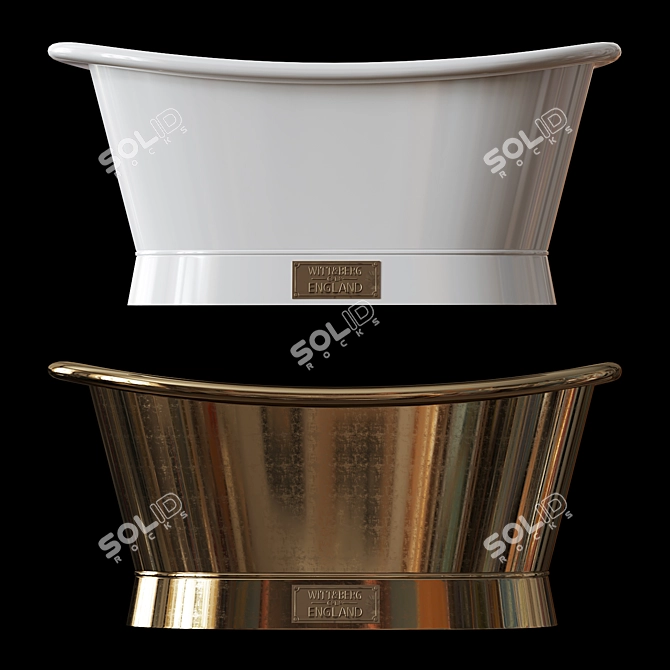 Antique Brass Enamel Freestanding Bath 3D model image 2