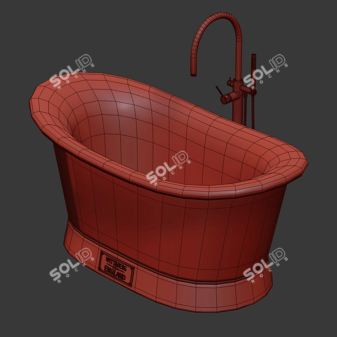 Antique Brass Enamel Freestanding Bath 3D model image 3