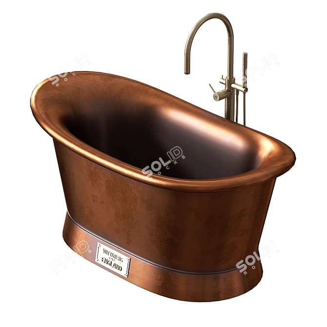 Antique Brass Enamel Freestanding Bath 3D model image 5