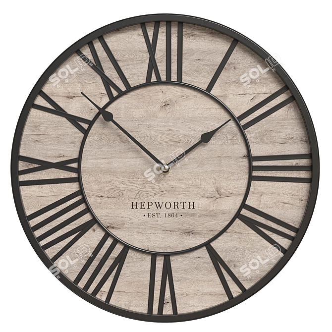 Roman Numerals Wooden Wall Clock 3D model image 1