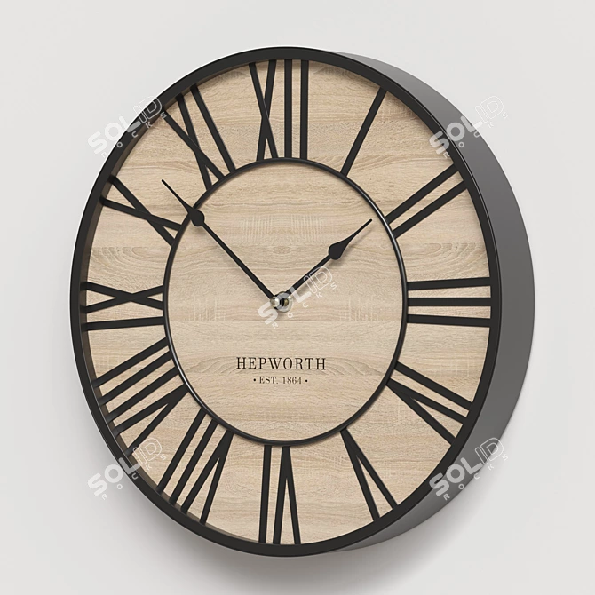 Roman Numerals Wooden Wall Clock 3D model image 6