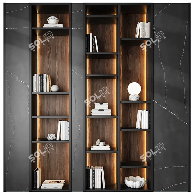 Modern Geometric Bookshelf Furniture 3D model image 1