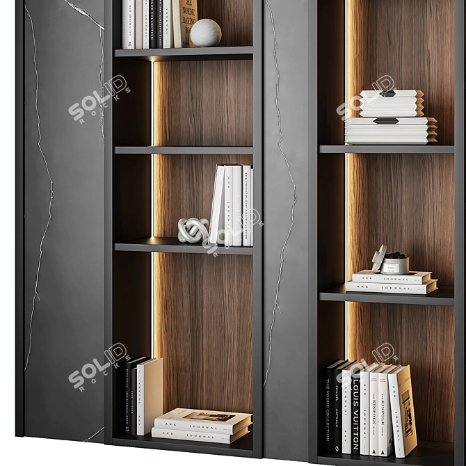 Modern Geometric Bookshelf Furniture 3D model image 2