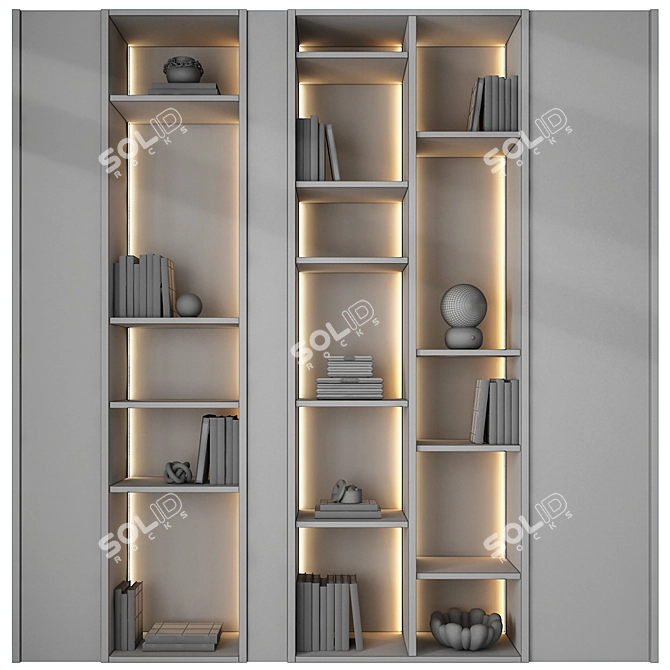 Modern Geometric Bookshelf Furniture 3D model image 4