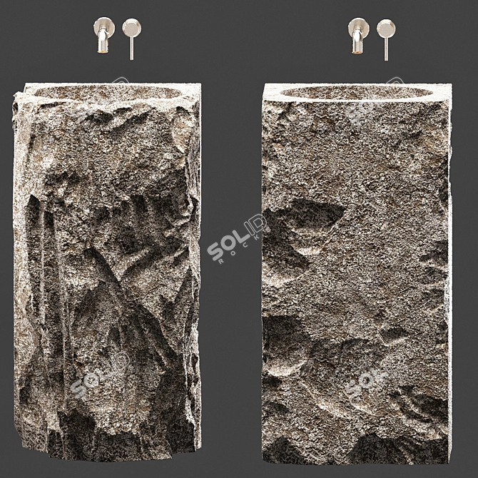 Title: Stone Wash Basin Set 3D model image 3