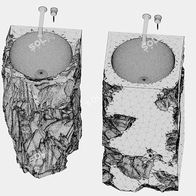 Title: Stone Wash Basin Set 3D model image 4