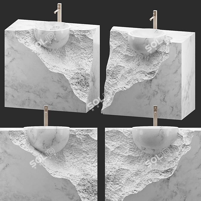 Stone Twin Wash Basins 3D model image 1