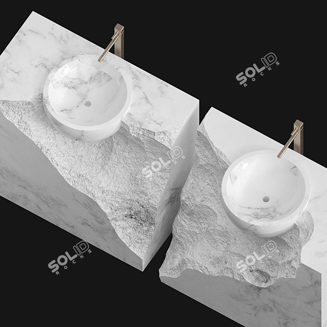 Stone Twin Wash Basins 3D model image 2
