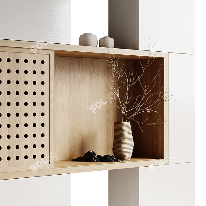 Modern Shelving Unit with Decor Pieces 3D model image 4