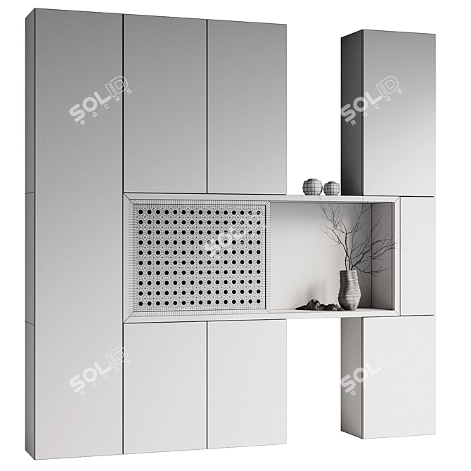 Modern Shelving Unit with Decor Pieces 3D model image 5