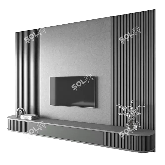 Modern TV Wall 3D Model 3D model image 1