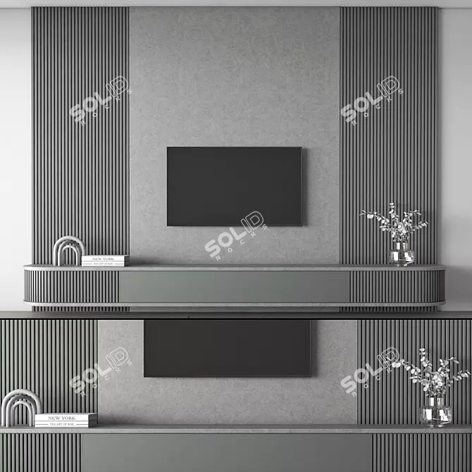 Modern TV Wall 3D Model 3D model image 2