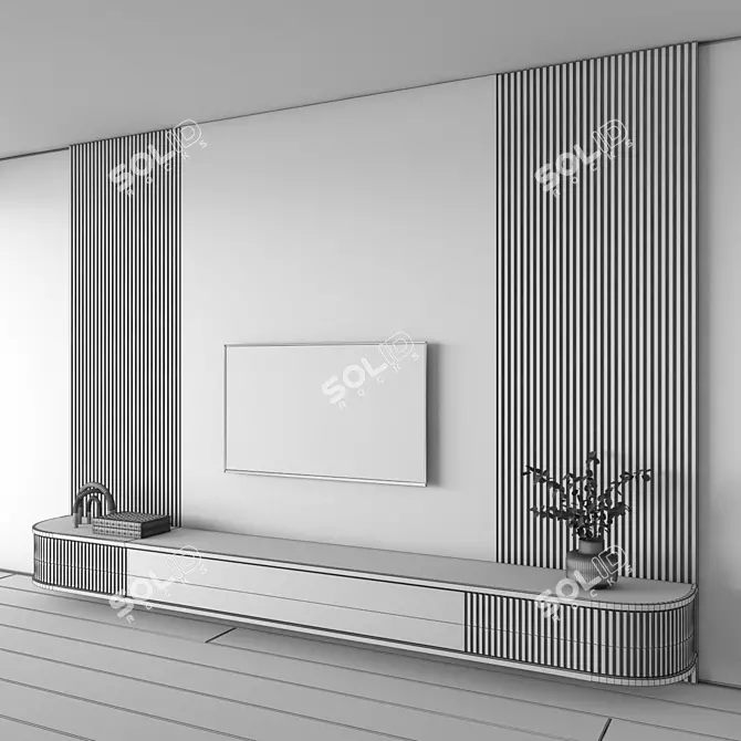 Modern TV Wall 3D Model 3D model image 5