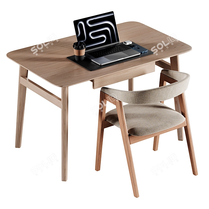 Modern Jasper Light Writing Desk 3D model image 1