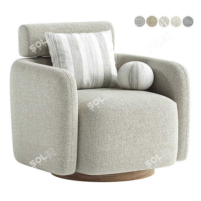 Sophisticated Swivel Upholstered Barrel Chair 3D model image 1