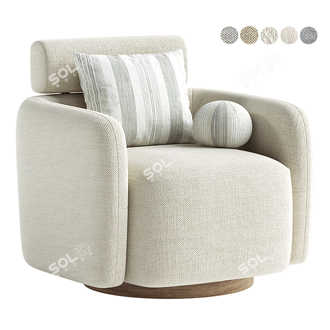 Sophisticated Swivel Upholstered Barrel Chair 3D model image 2