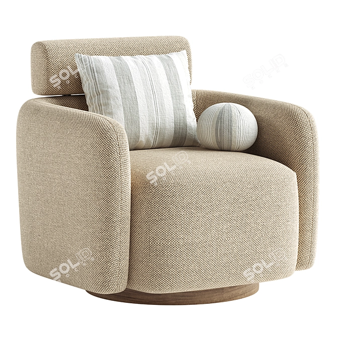 Sophisticated Swivel Upholstered Barrel Chair 3D model image 3